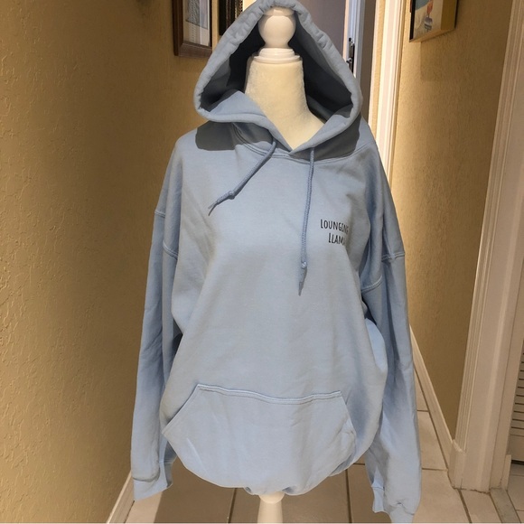 Llama graphic blue unisex Hoodie - Picture 4 of 5